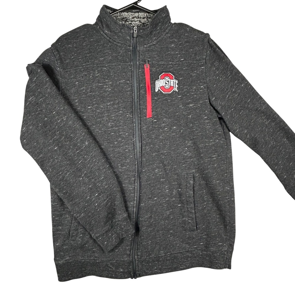 Ohio State Buckeyes Mens Full Zip Sherpa Lined Jacket Gray‎ Size S